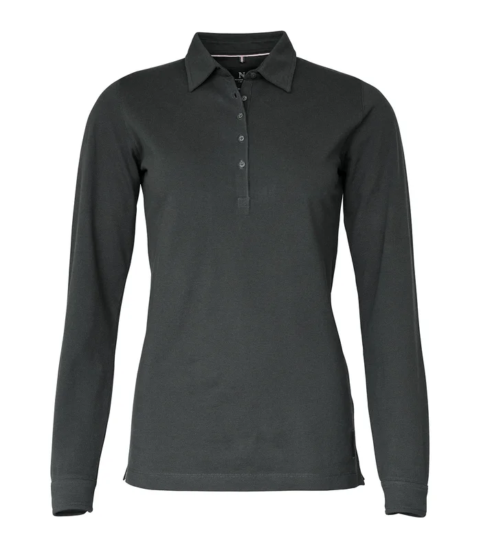 Nimbus Nimbus Womens Carlington deluxe long sleeve polo in Charcoal
