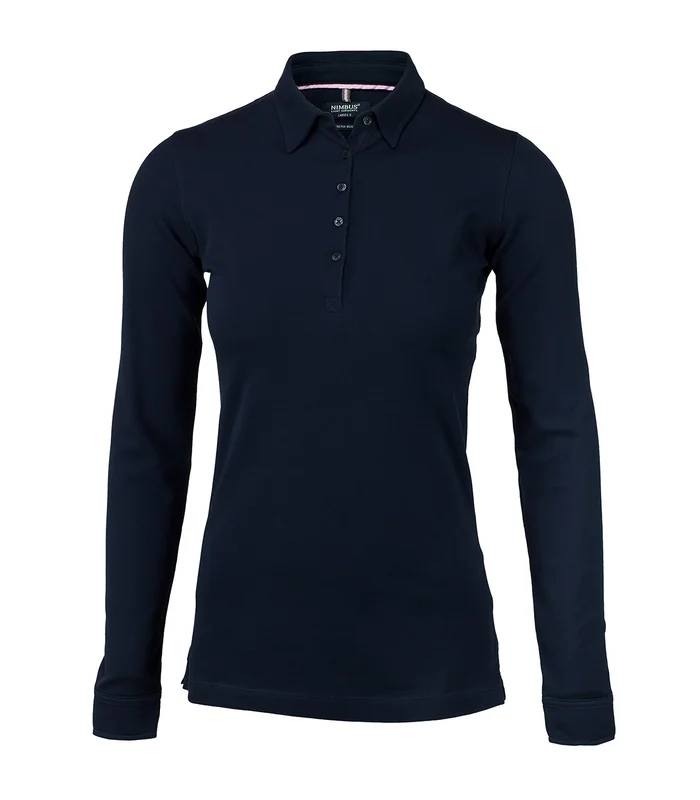 Nimbus Nimbus Womens Carlington deluxe long sleeve polo in Dark Navy