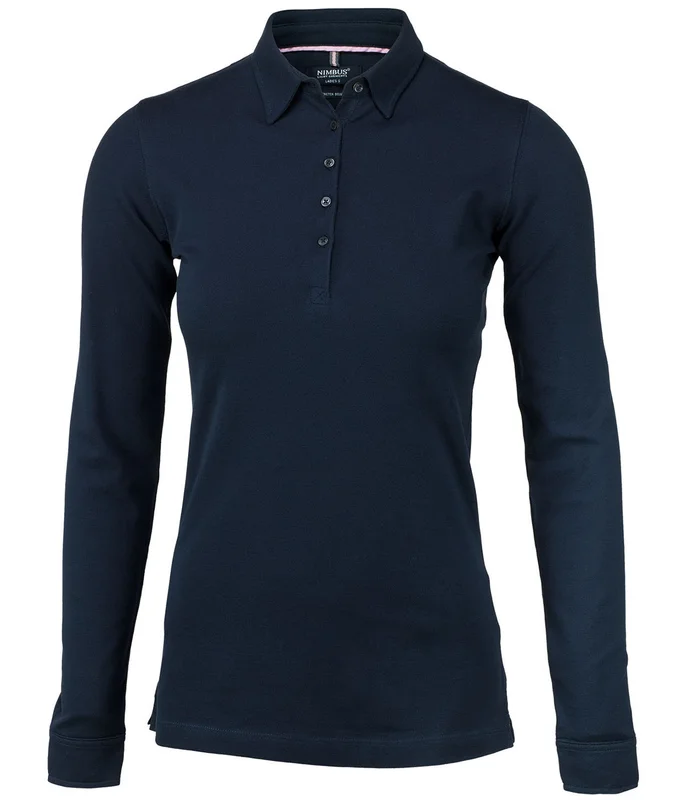 Nimbus Nimbus Womens Carlington deluxe long sleeve polo in Navy