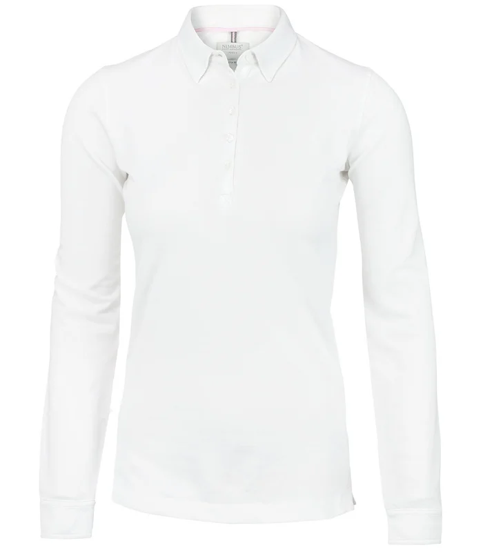 Nimbus Nimbus Womens Carlington deluxe long sleeve polo in White