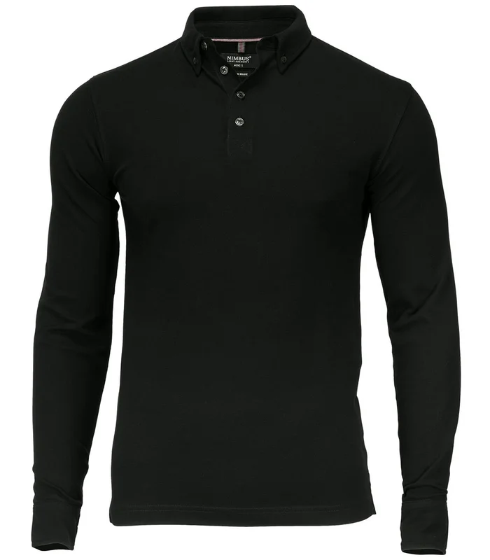 Nimbus Nimbus Carlington deluxe long sleeve polo in Black