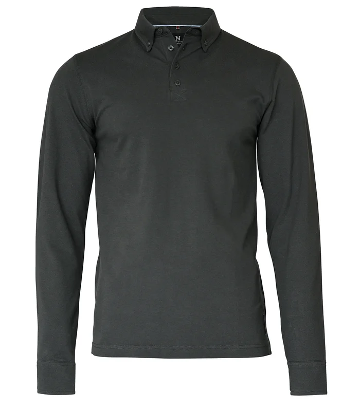 Nimbus Nimbus Carlington deluxe long sleeve polo in Charcoal