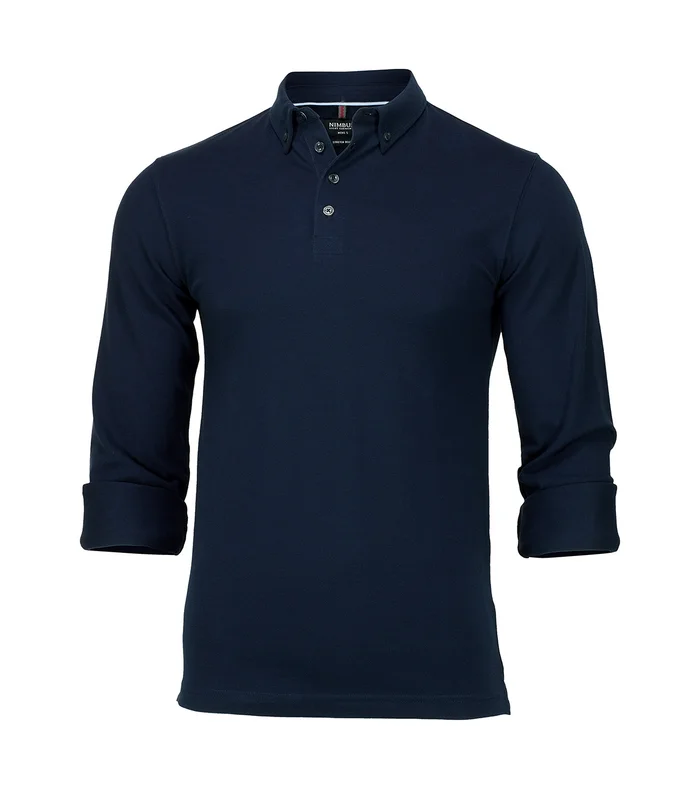 Nimbus Nimbus Carlington deluxe long sleeve polo in Dark Navy