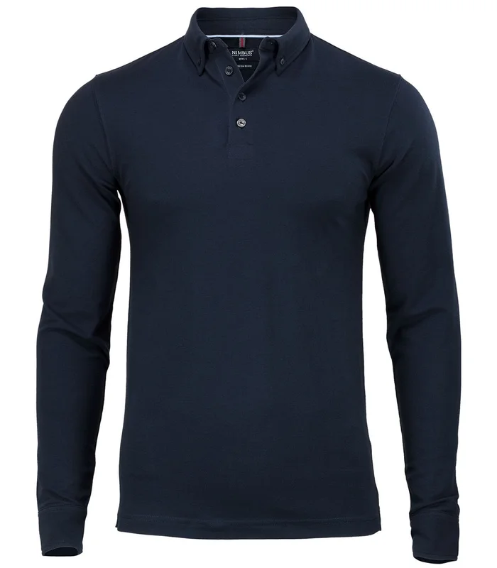 Nimbus Nimbus Carlington deluxe long sleeve polo in Navy