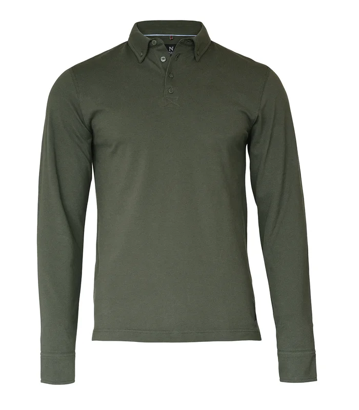 Nimbus Nimbus Carlington deluxe long sleeve polo in Olive