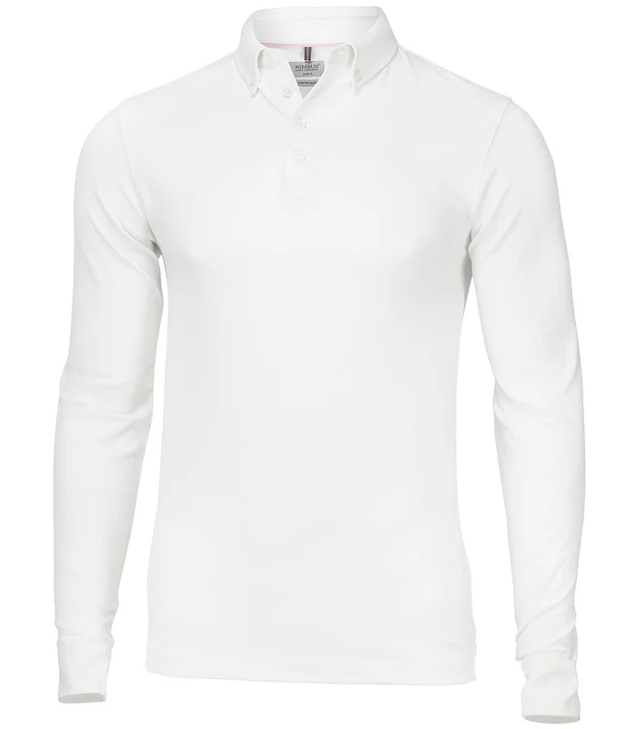 Nimbus Nimbus Carlington deluxe long sleeve polo in White