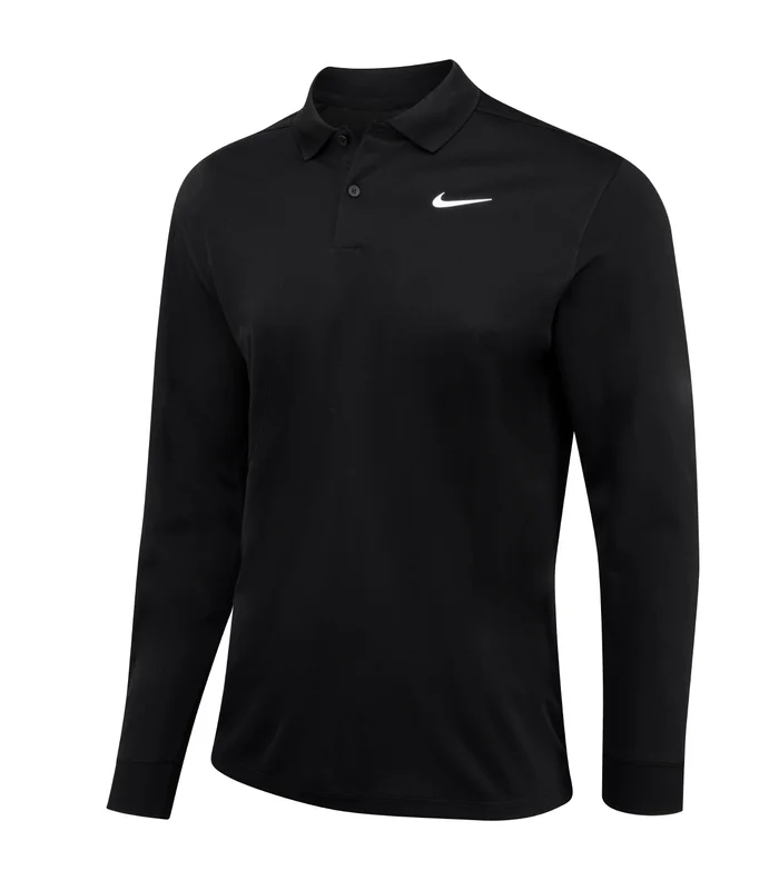 Nike Nike Nike Dri-FIT Victory solid long sleeve polo in Black/White