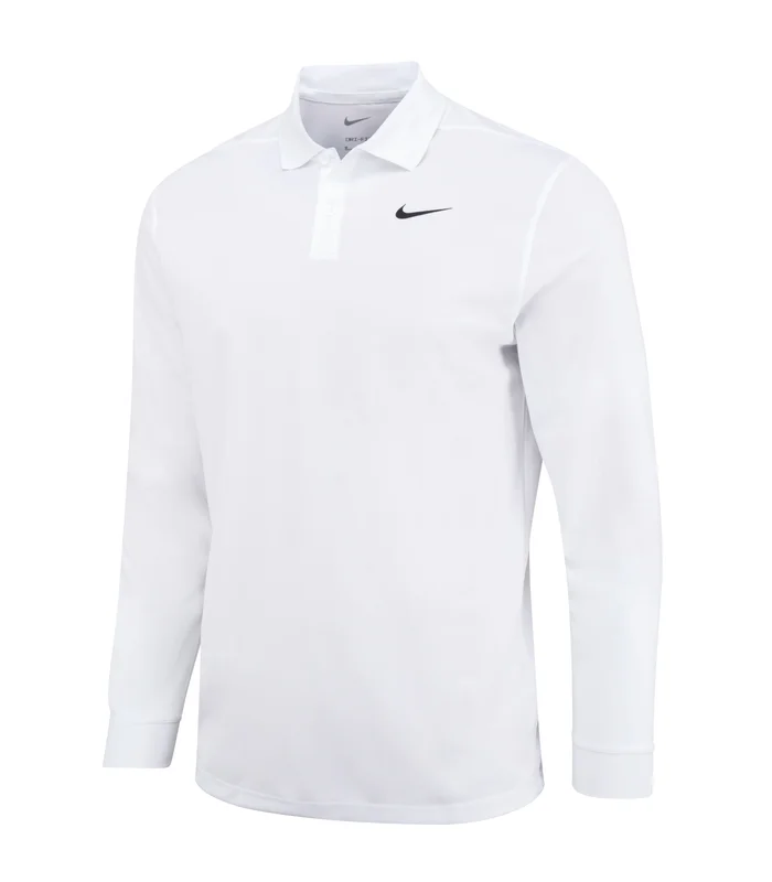 Nike Nike Nike Dri-FIT Victory solid long sleeve polo in White/Black