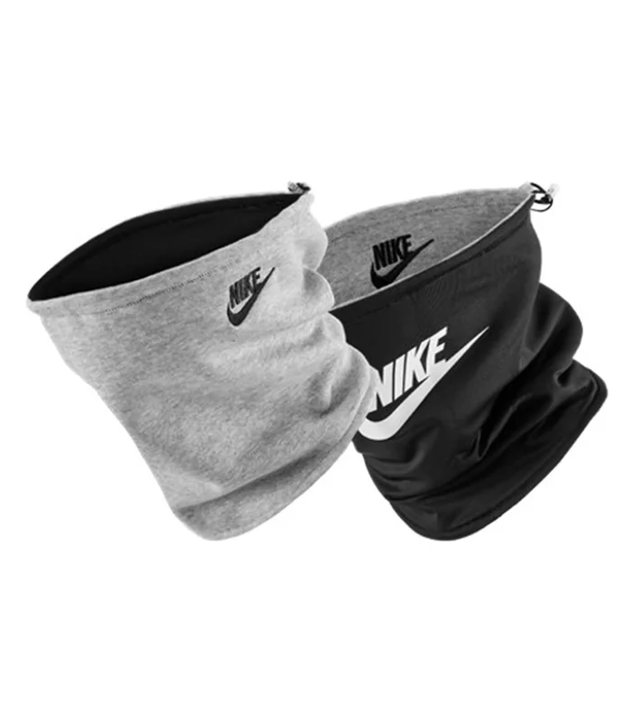 Nike Nike Nike neckwarmer reversible club fleece in Dark Grey Heather/Black/White