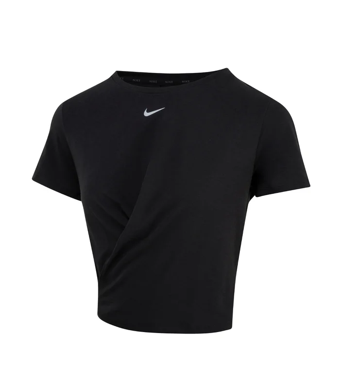 Nike Nike Womens Nike One Luxe Dri-FIT short sleeve standard twist top in Black/Reflective Silver