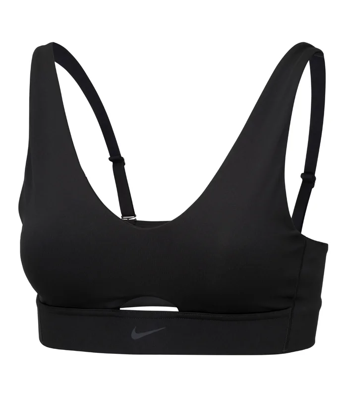 Nike Nike Womens Nike Dri-FIT indy plunge cutout bra in Black/Dark Smoke Grey