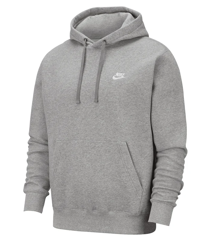 Nike Nike Nike Club hoodie in Dark Grey Heather/Matte Silver/White