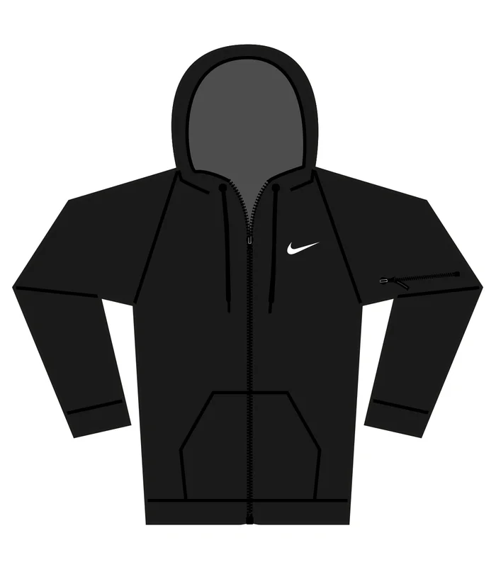 Nike Nike Nike mens full-zip fitness hoodie in Black/ Black/ White