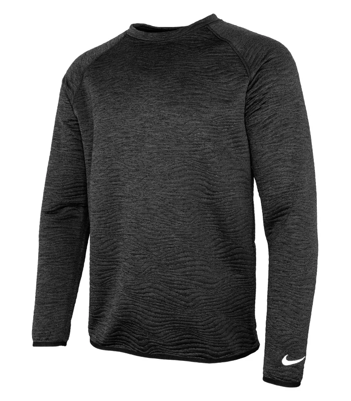Nike Nike Nike Dri-FIT Tour crew quilted top in Black/Black/White