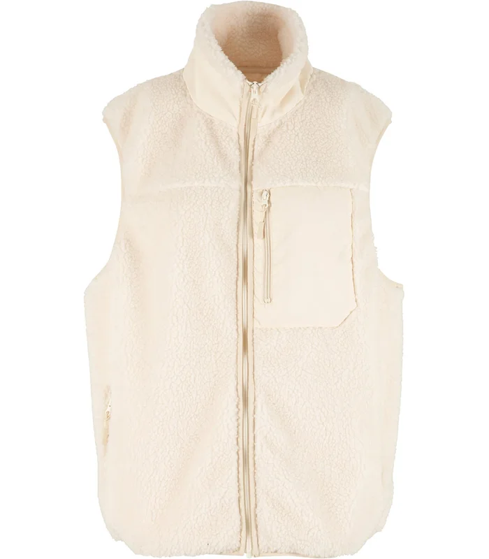 New Morning Studios New Morning Studios Bonded sherpa vest in White Sand