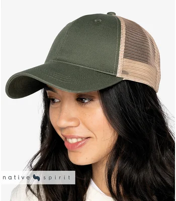 Native Spirit Native Spirit 6 Panel Trucker Cap in BLK