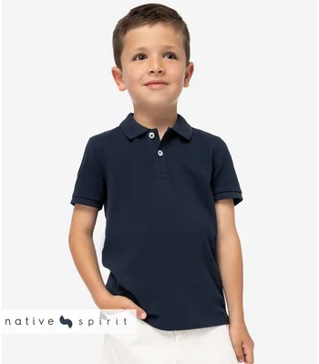 Native Spirit Native Spirit Kids Piqué Polo Shirt in BLK