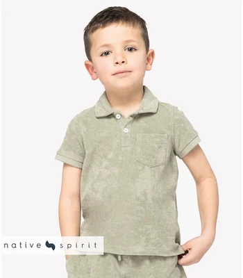 Native Spirit Native Spirit Kids Terry Towel Polo Shirt in IVO