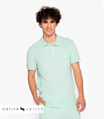 Native Spirit Native Spirit Terry Towel Polo Shirt in IVO