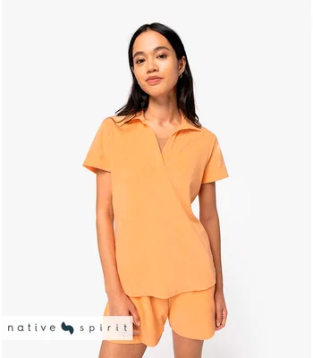 Native Spirit Native Spirit Ladies Terry Towel Polo Shirt in IVO