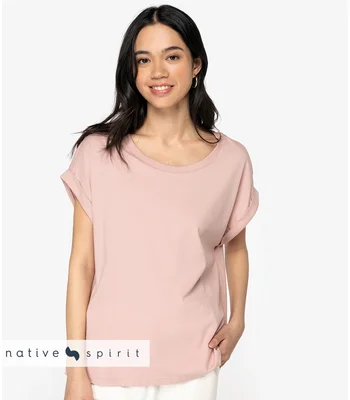 Native Spirit Native Spirit Ladies Roll-Up Sleeve T-Shirt in BLK