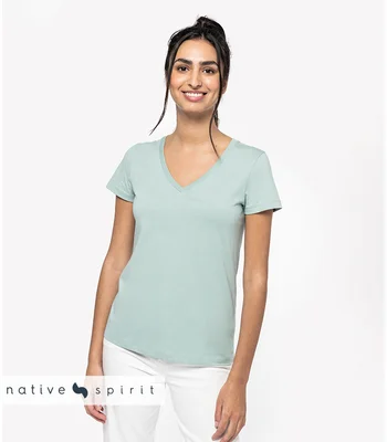 Native Spirit Native Spirit Ladies V Neck T-Shirt in BLK
