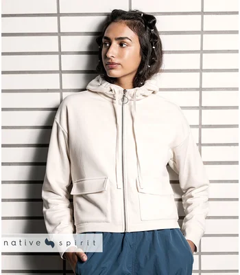 Native Spirit Native Spirit Ladies Full Zip Hooded Sweatshirt in BLK