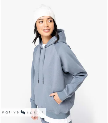 Native Spirit Native Spirit Ladies Raglan Sleeve Hoodie in BLK