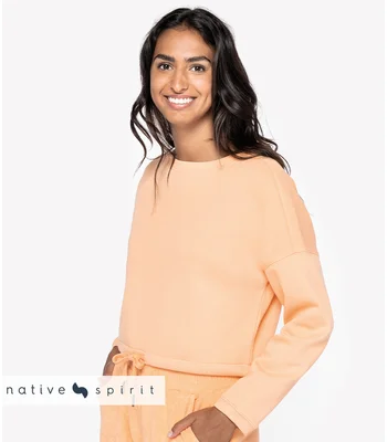 Native Spirit Native Spirit Ladies Oversized Cropped Sweatshirt in BLK