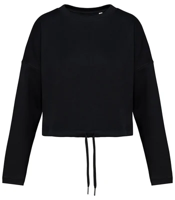 Native Spirit Native Spirit Ladies Oversized Cropped Sweatshirt in BLK