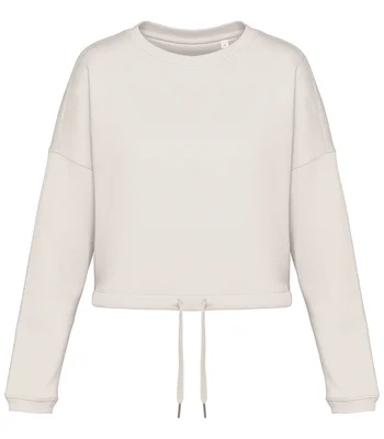 Native Spirit Native Spirit Ladies Oversized Cropped Sweatshirt in IVO