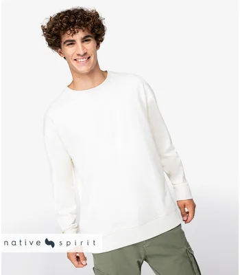 Native Spirit Native Spirit Unisex French Terry Crew Neck Sweatshirt in BLK