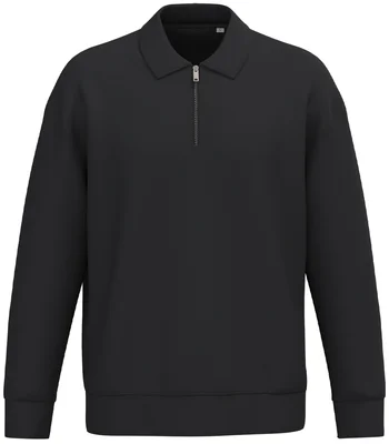 Native Spirit Native Spirit Unisex 1/4 Zip Sweatshirt with Polo Collar in Black