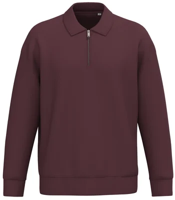 Native Spirit Native Spirit Unisex 1/4 Zip Sweatshirt with Polo Collar in Dark Cherry