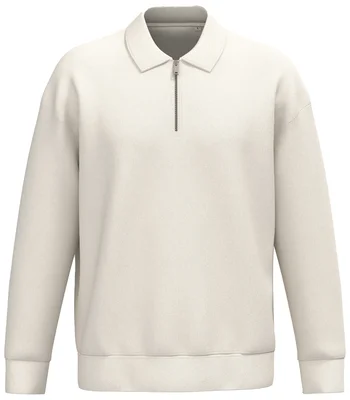 Native Spirit Native Spirit Unisex 1/4 Zip Sweatshirt with Polo Collar in Ivory