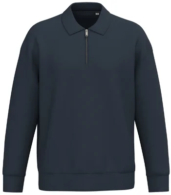 Native Spirit Native Spirit Unisex 1/4 Zip Sweatshirt with Polo Collar in Navy