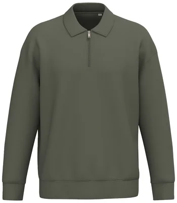 Native Spirit Native Spirit Unisex 1/4 Zip Sweatshirt with Polo Collar in Organic Khaki