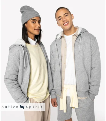 Native Spirit Native Spirit Unisex Sherpa lined Full Zip Sweatshirt in Black