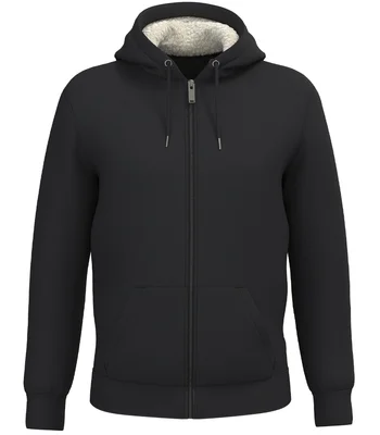 Native Spirit Native Spirit Unisex Sherpa lined Full Zip Sweatshirt in Black