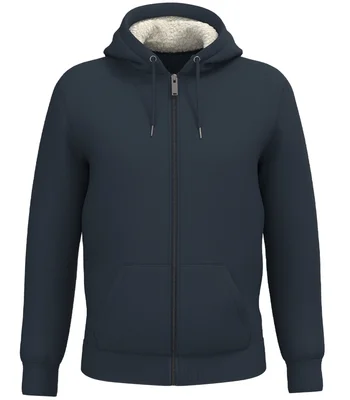 Native Spirit Native Spirit Unisex Sherpa lined Full Zip Sweatshirt in Navy