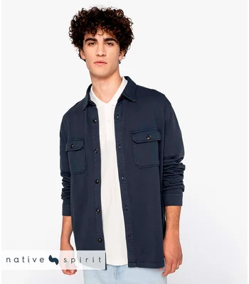 Native Spirit Native Spirit Faded Brushed Fleece Overshirt in WBK