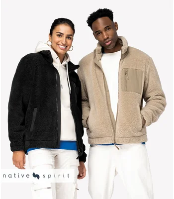 Native Spirit Native Spirit Unisex Sherpa Jacket in BLK