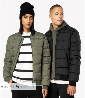 Native Spirit Native Spirit Varsity Collar Padded Jacket in Black