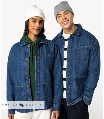 Native Spirit Native Spirit Unisex Dropped Shoulder Denim Jacket in Denim