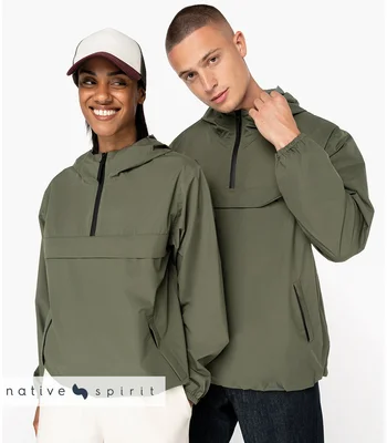 Native Spirit Native Spirit Unisex Waterproof 1/4 Zip Windbreaker in Black