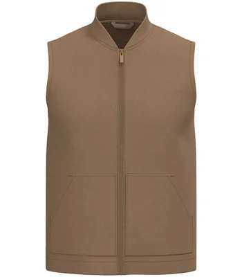 Native Spirit Native Spirit Unisex Twill Bodywarmer with Varsity Collar in Dark Camel