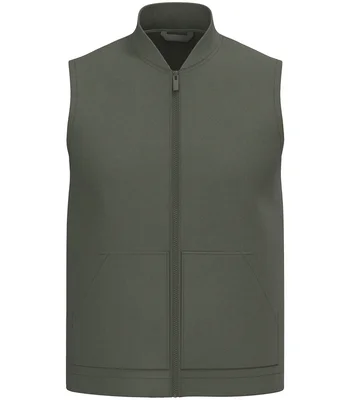 Native Spirit Native Spirit Unisex Twill Bodywarmer with Varsity Collar in Organic Khaki