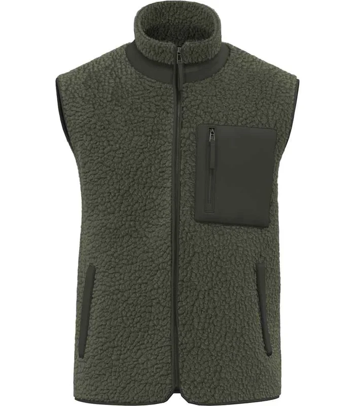 Native Spirit Native Spirit Unisex Sherpa Bodywarmer in Forest Khaki/Dark Khaki