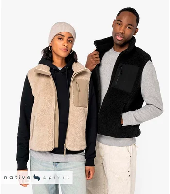 Native Spirit Native Spirit Unisex Sherpa Bodywarmer in BLK
