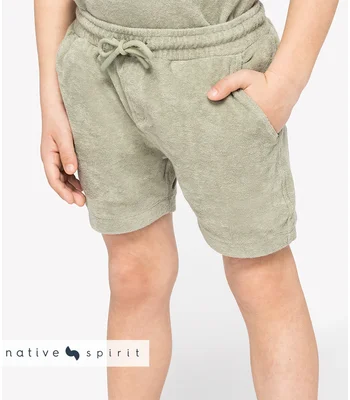 Native Spirit Native Spirit Kids Drawcord Terry Towel Shorts in IVO